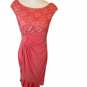 DressBarn Pink Sparkle Wrap Dress Size 8